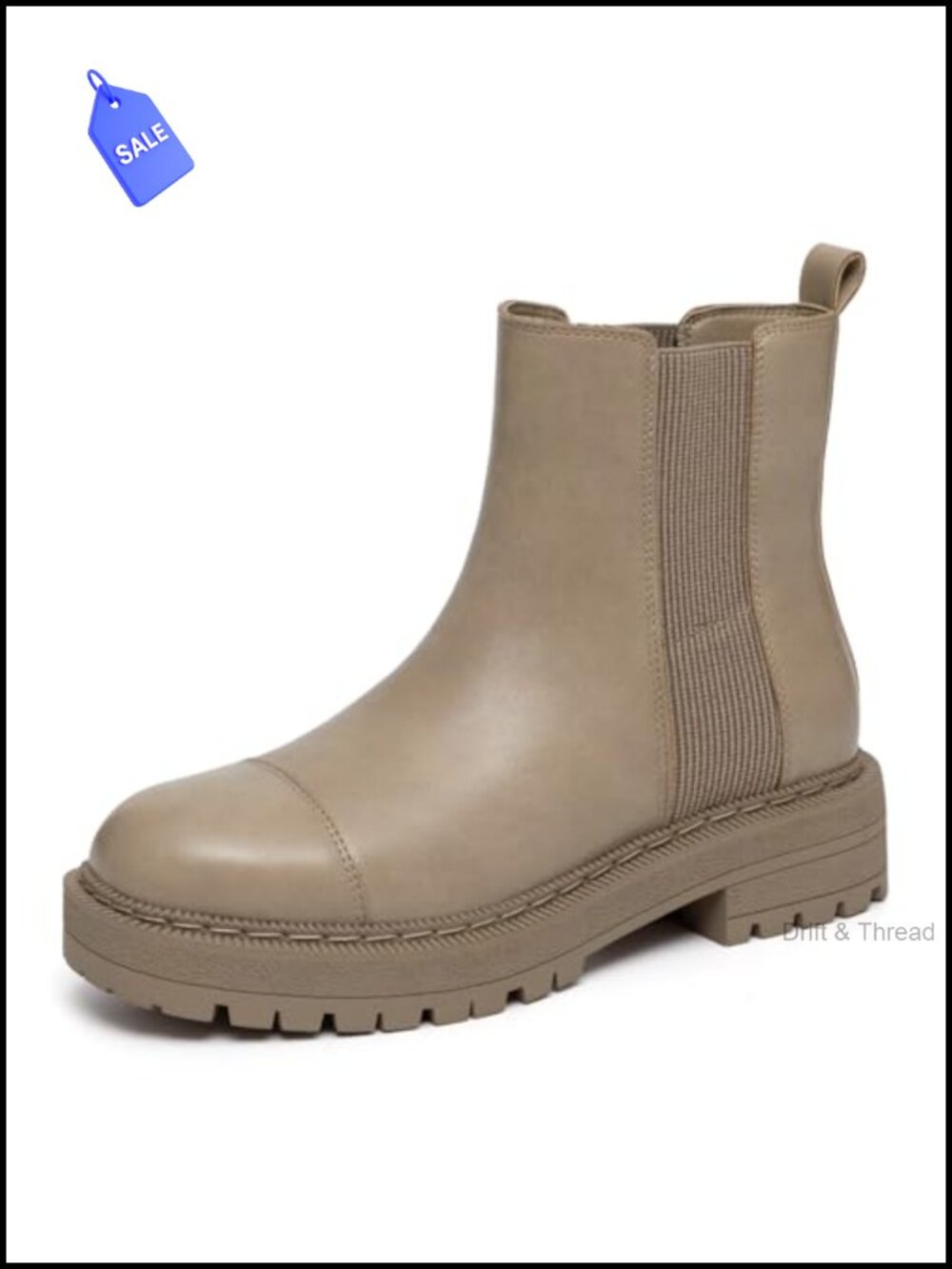 Women's Chunky Heel Slip On Chelsea Ankle Booties Faux Leather